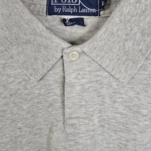 NEW Polo Ralph Lauren Vintage Mens Long Sleeve Single Button Polo Shirt Large - Picture 4 of 6